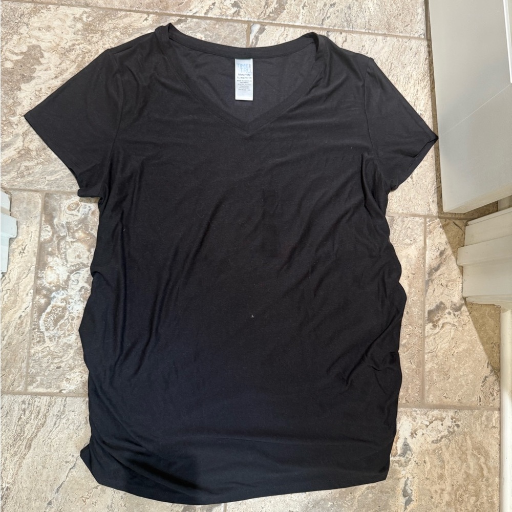 NWT Size XL Maternity Time and Tru Fitted Black Women's Top